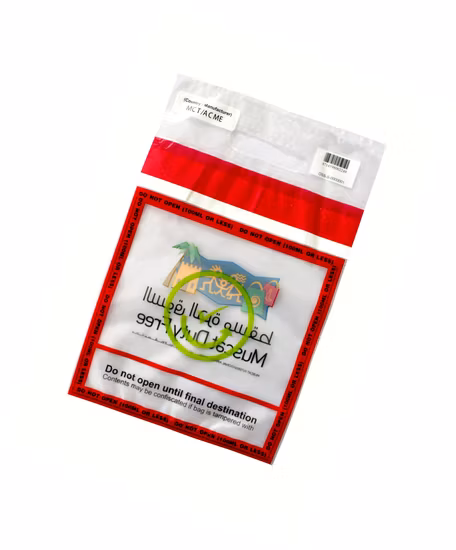 Borsa per negozio duty free Borse antimanomissione Borse di sicurezza PE trasparente dal produttore Deposito bancario in plastica con chiusura di sicurezza Logo personalizzato